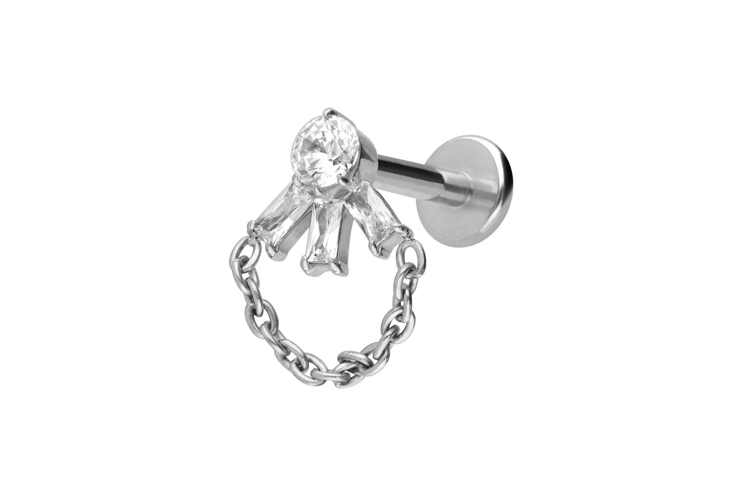 Titan Labret Piercing mit Innengewinde LOTUSBLÜTE + KETTE